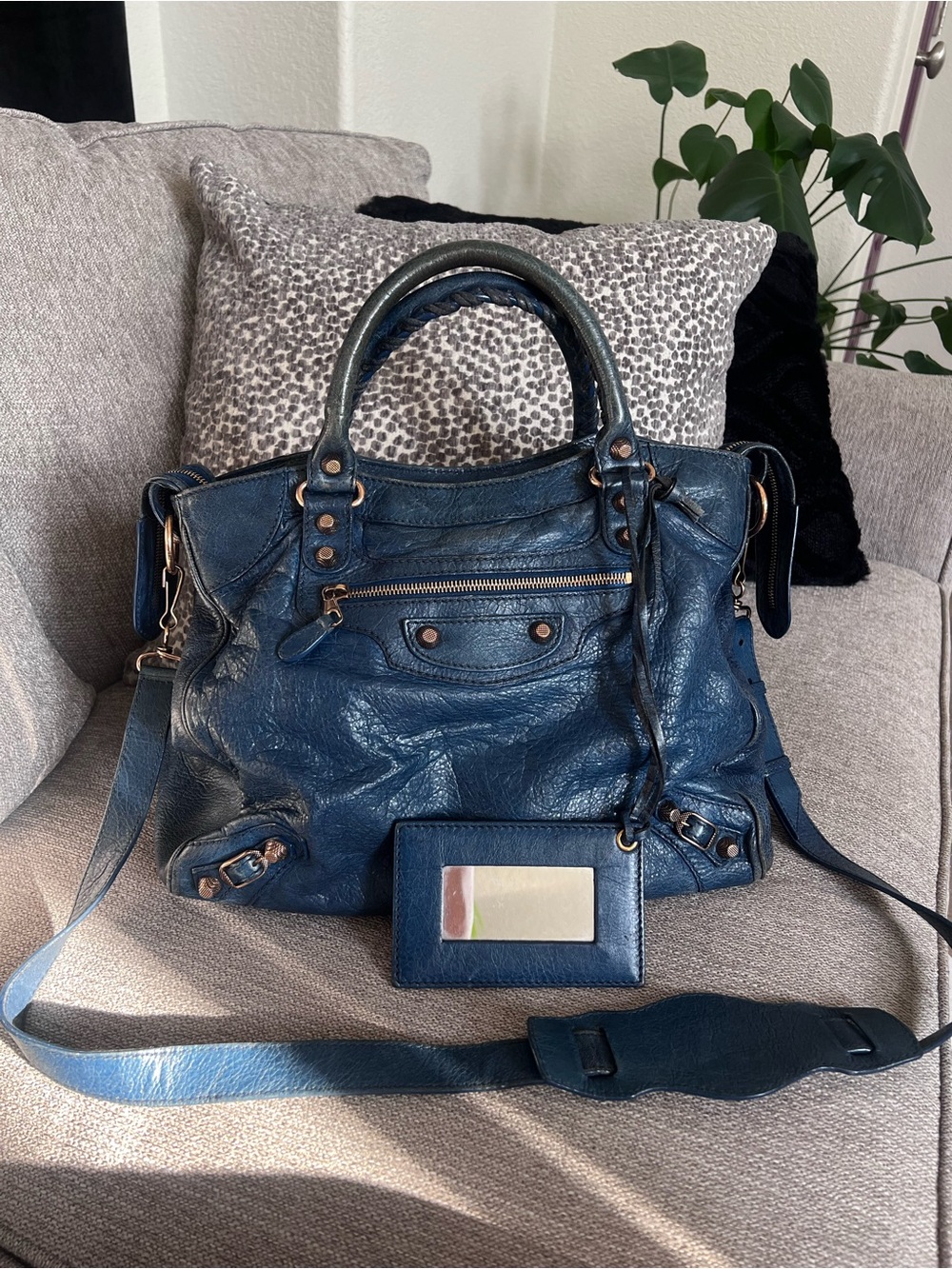 Balenciaga Vintage Le City Velo Navy Blue Leather Satchel Bag - Picture 13 of 13